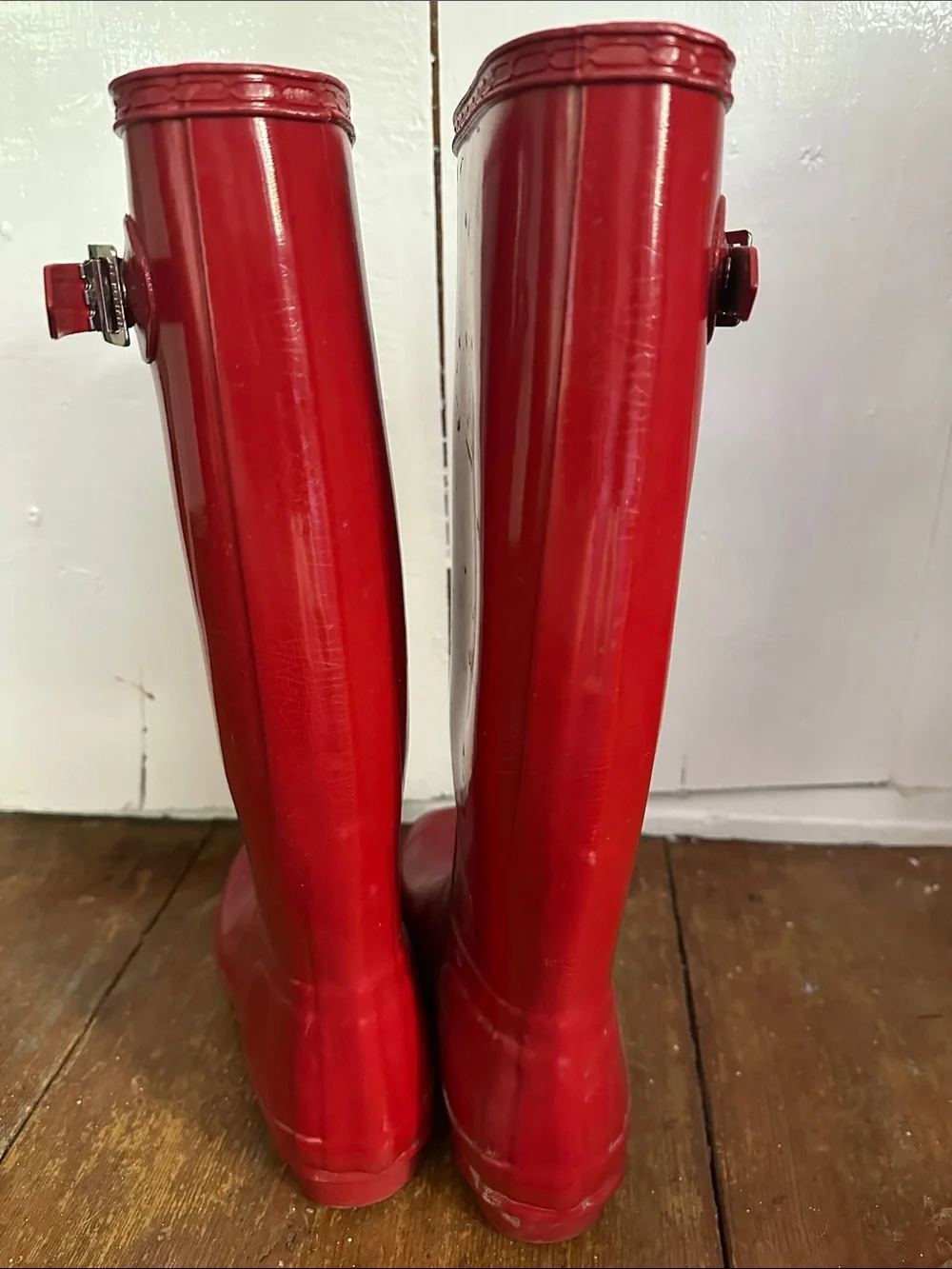 Hunter Gloss Red Knee-High Rain Boots